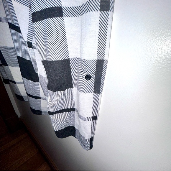French Laundry B&W Buffalo Plaid Long Sleeve Button Down Pockets Soft Jersey XL - Picture 7 of 8